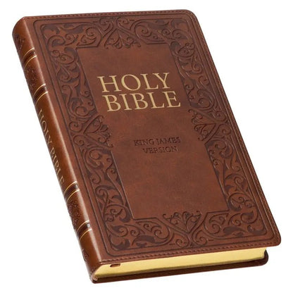 Medium Brown King James Version Deluxe Gift Bible with Thumb Index - Bibles