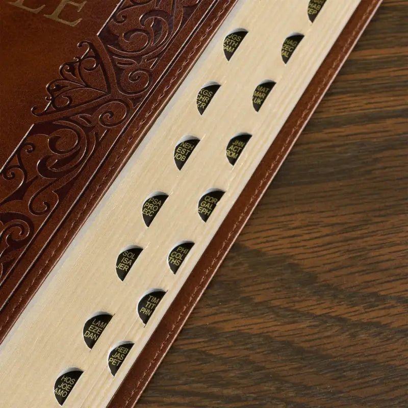 Medium Brown King James Version Deluxe Gift Bible with Thumb Index - Bibles