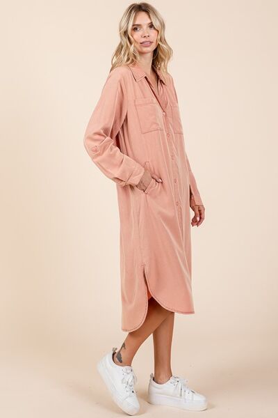 Mittoshop Button Down Long Sleeve Shirt Dress | Dresses | 3