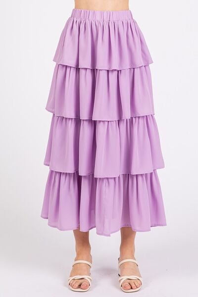 Mittoshop Chiffon Ruffle Layer Elastic Waist Midi Skirt | Skirts | 3