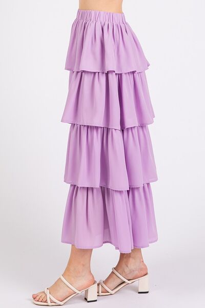 Mittoshop Chiffon Ruffle Layer Elastic Waist Midi Skirt | Skirts | 5