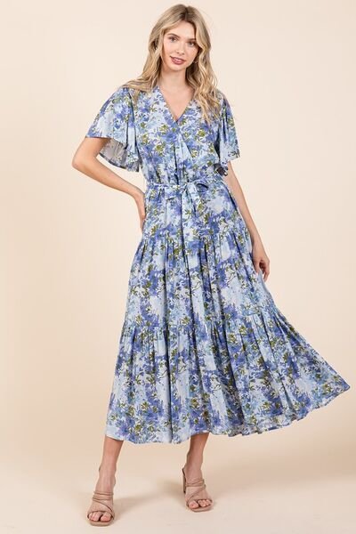 Mittoshop Floral Tie Waist Flutter Sleeve Tiered Dress | Dresses | 4