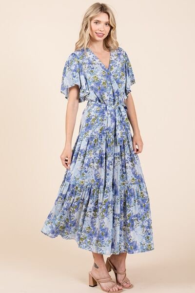 Mittoshop Floral Tie Waist Flutter Sleeve Tiered Dress | Dresses | 5