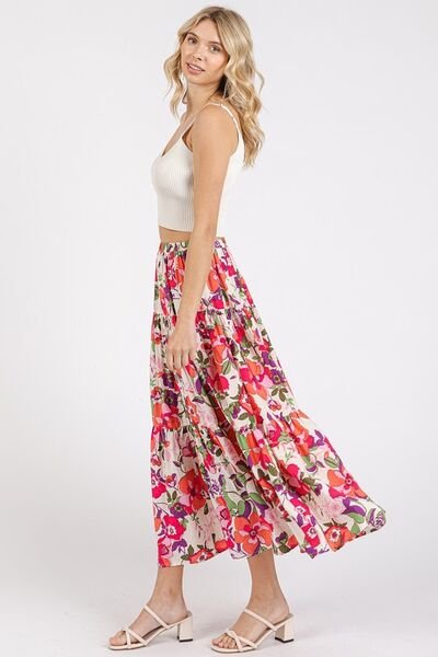 Mittoshop Flower Print Elastic Waist Tiered Skirt | Skirts | 5