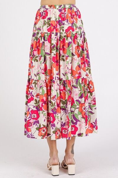 Mittoshop Flower Print Elastic Waist Tiered Skirt | Skirts | 3