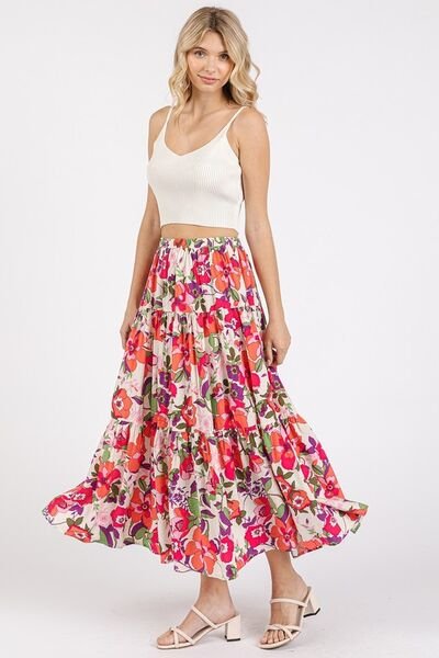 Mittoshop Flower Print Elastic Waist Tiered Skirt | Skirts | 4