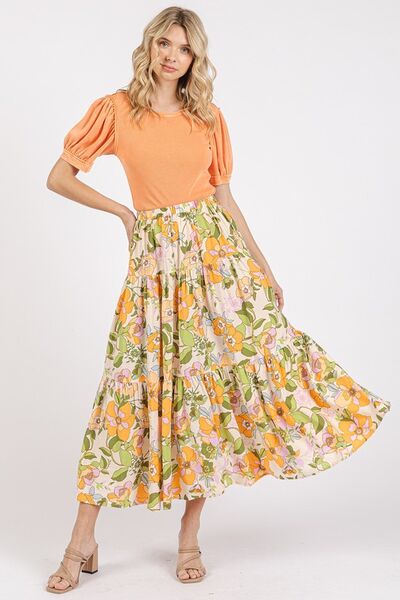 Mittoshop Flower Print Elastic Waist Tiered Skirt | Skirts | 4