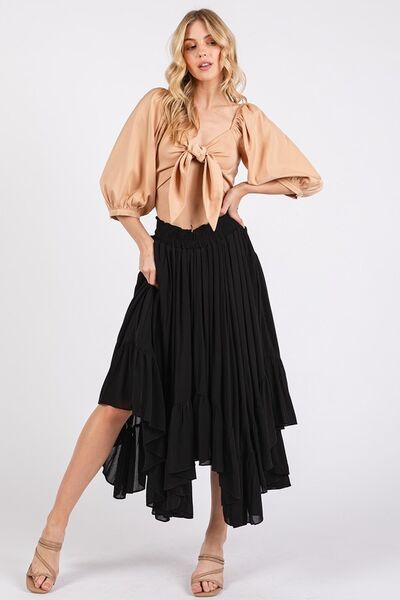 Mittoshop Handkerchief Hem Elastic Waist Pocket Midi Skirt | Skirts | 4