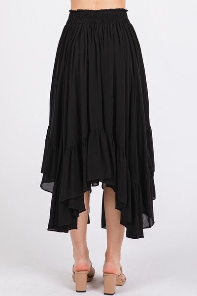 Mittoshop Handkerchief Hem Elastic Waist Pocket Midi Skirt | Skirts | 2