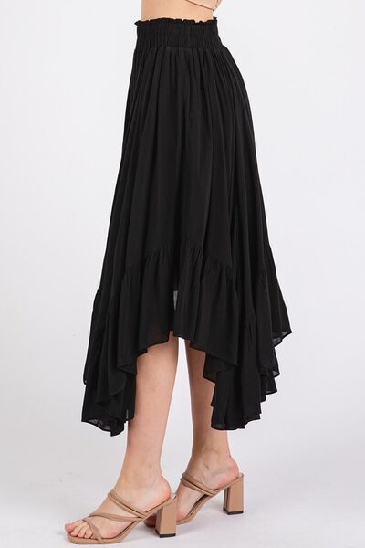 Mittoshop Handkerchief Hem Elastic Waist Pocket Midi Skirt | Skirts | 3