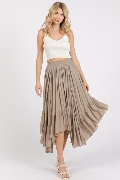 Mittoshop Handkerchief Hem Elastic Waist Pocket Midi Skirt | Skirts | 4