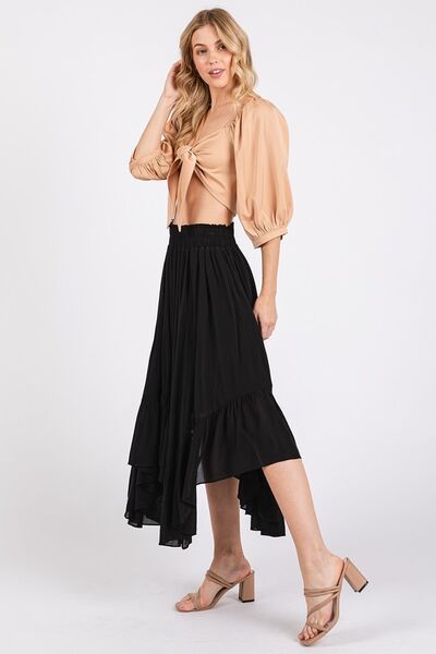 Mittoshop Handkerchief Hem Elastic Waist Pocket Midi Skirt | Skirts | 5