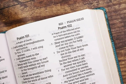 NASB Personal Size Bible Large Print Leathersoft Teal Red Letter - Bibles