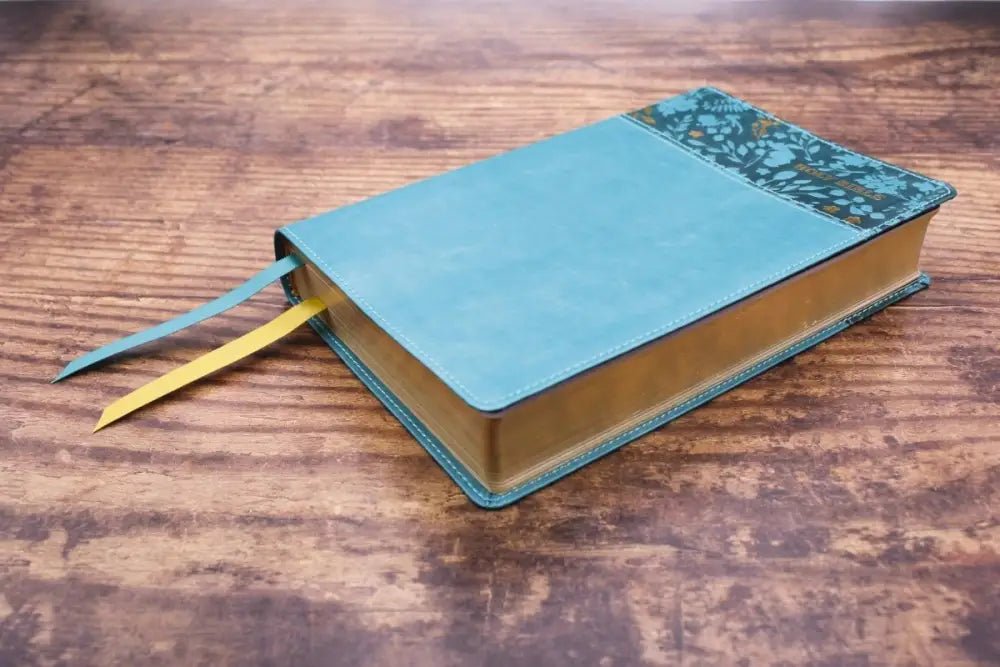 NASB Personal Size Bible Large Print Leathersoft Teal Red Letter - Bibles