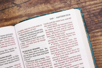 NASB Personal Size Bible Large Print Leathersoft Teal Red Letter - Bibles