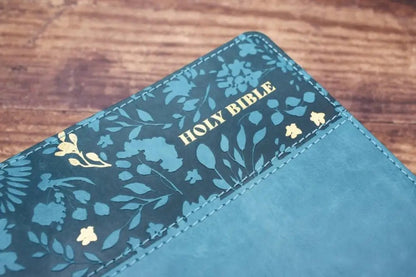 NASB Personal Size Bible Large Print Leathersoft Teal Red Letter - Bibles