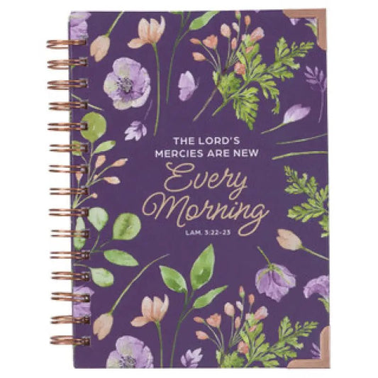New Mercies Every Morning Purple Floral Wire-bound Journal - Lamentations 3:22-23 - Journals