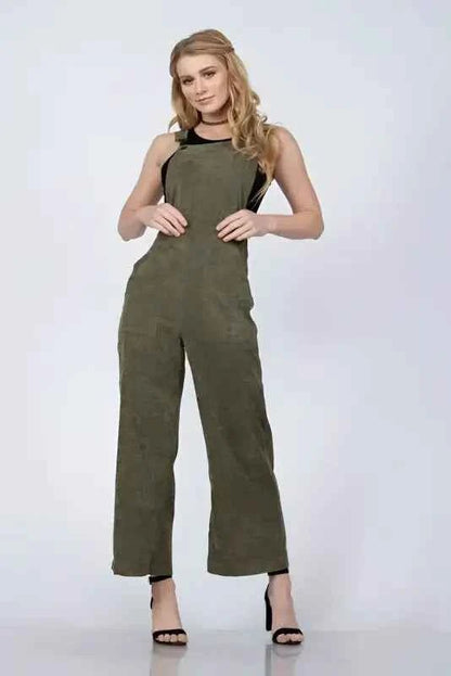 Olive Soft Corduroy Farmer Style jumpsuit