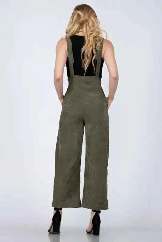 Olive Soft Corduroy Farmer Style jumpsuit