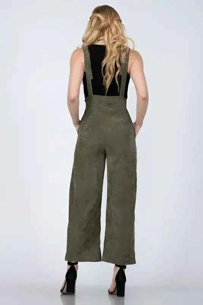 Olive Soft Corduroy Farmer Style jumpsuit