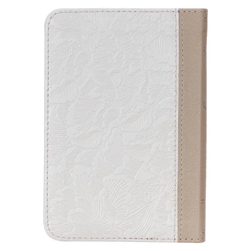Pearlized White and Taupe Faux Leather King James Version Pocket Bible - Bibles