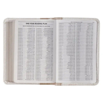 Pearlized White and Taupe Faux Leather King James Version Pocket Bible - Bibles