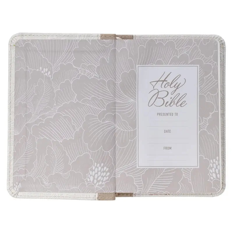 Pearlized White and Taupe Faux Leather King James Version Pocket Bible - Bibles