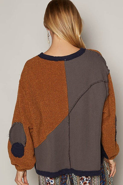 POL Color Block Half Zip Dropped Shoulder Sweatshirt | Sweaters | 2