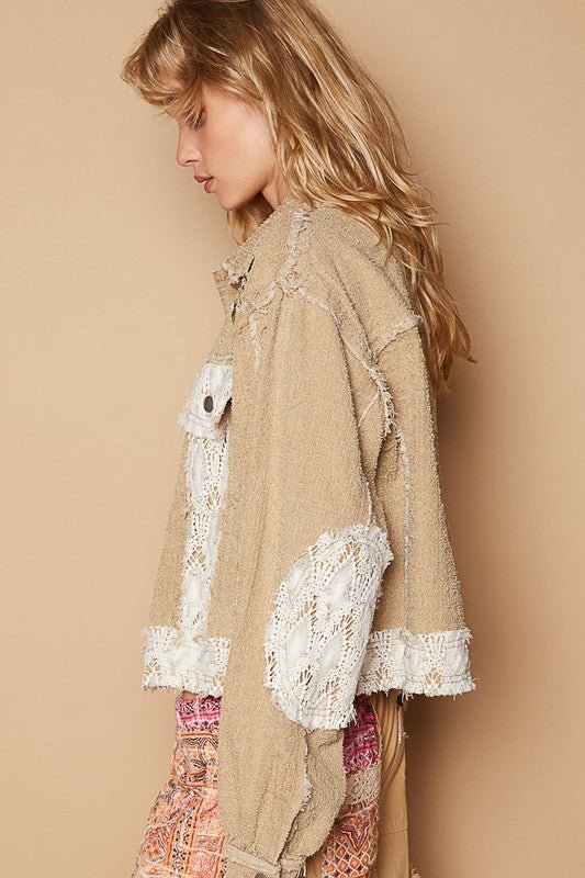 POL Crochet Patch Embroidered Button Up Jacket | Jackets | 3