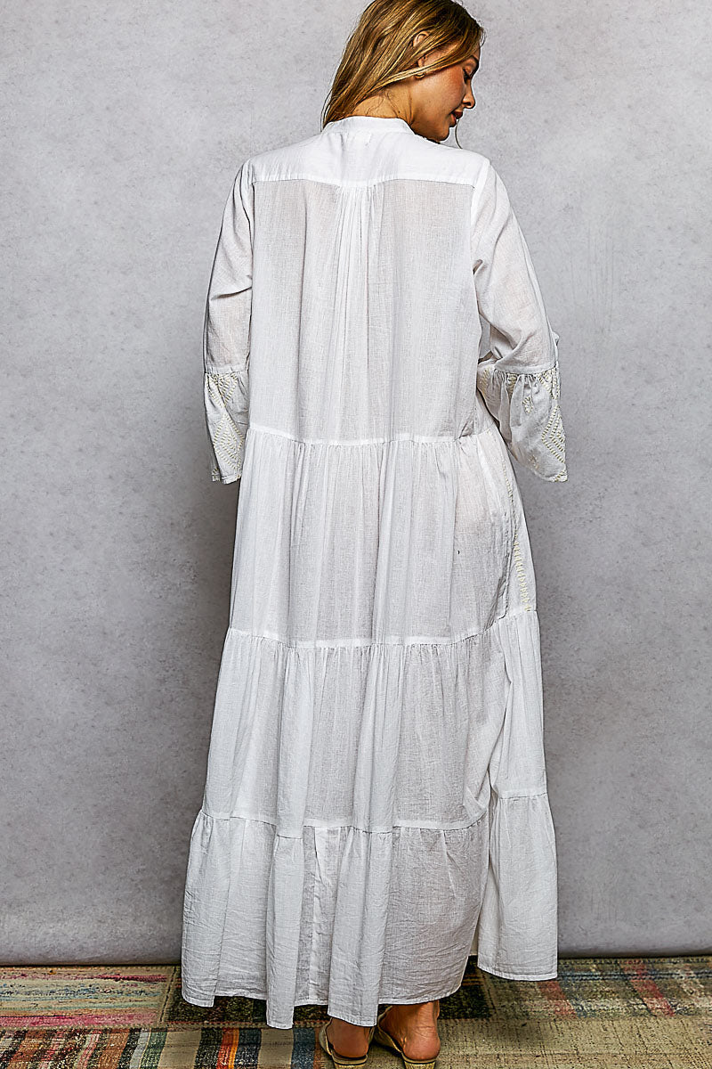 POL Embroidered Floral Tiered Maxi Dress | Dresses | 5