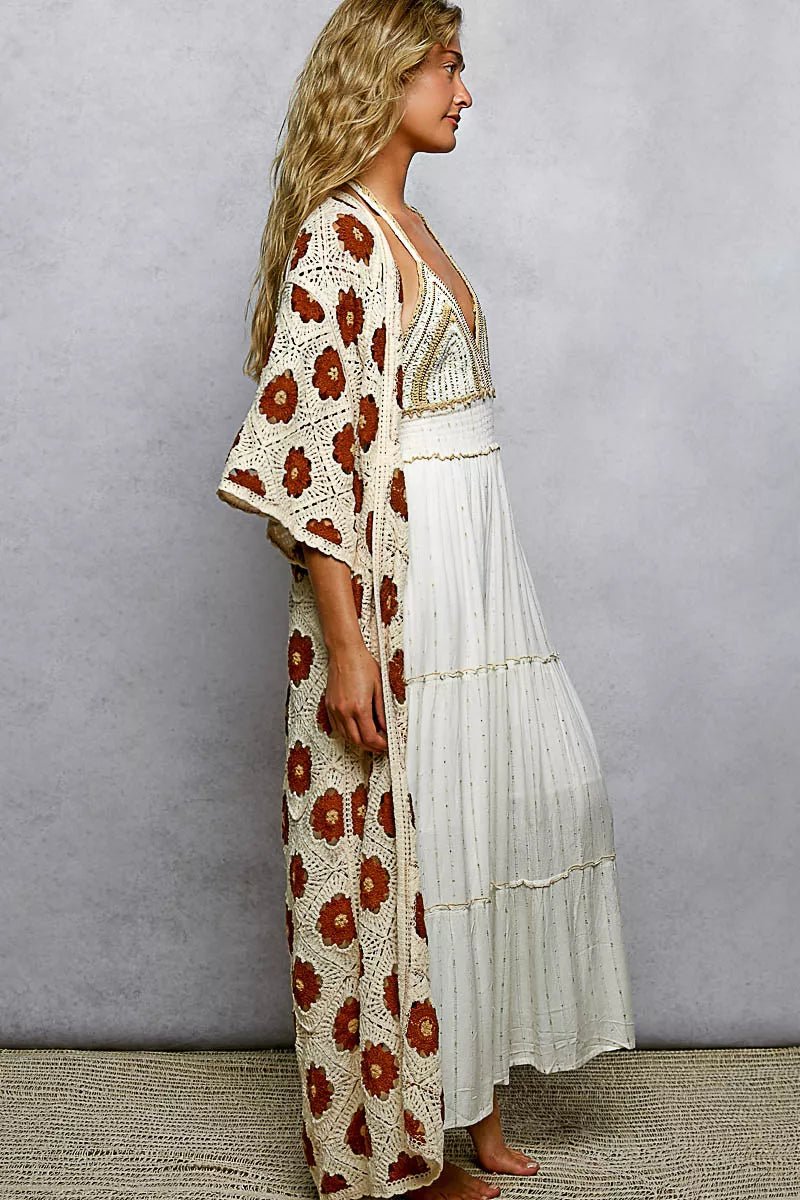 POL Open Front Floral Crochet Longline Cardigan | Cardigans | 3