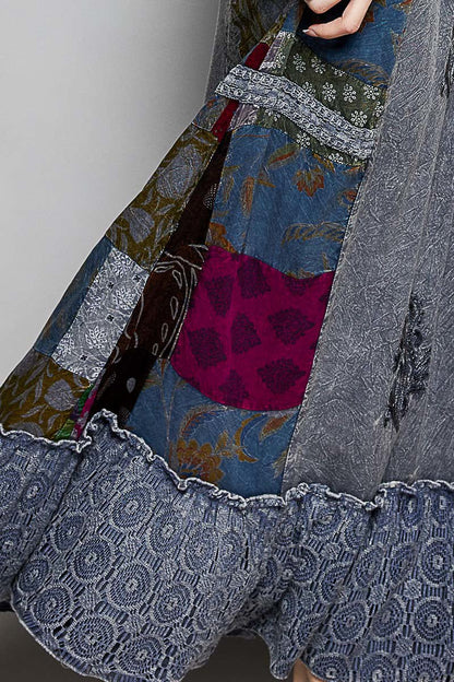 POL Printed Patchwork Embroidered Ruffled Skirt | Skirts | 6