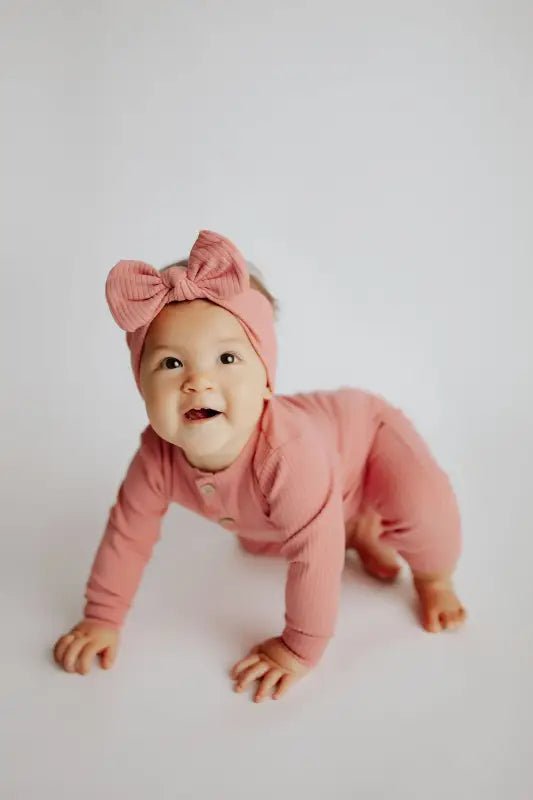 Precious Pink Baby Ribbed Playsuit with pockets by Three Little Tots - Toddler Pajamas