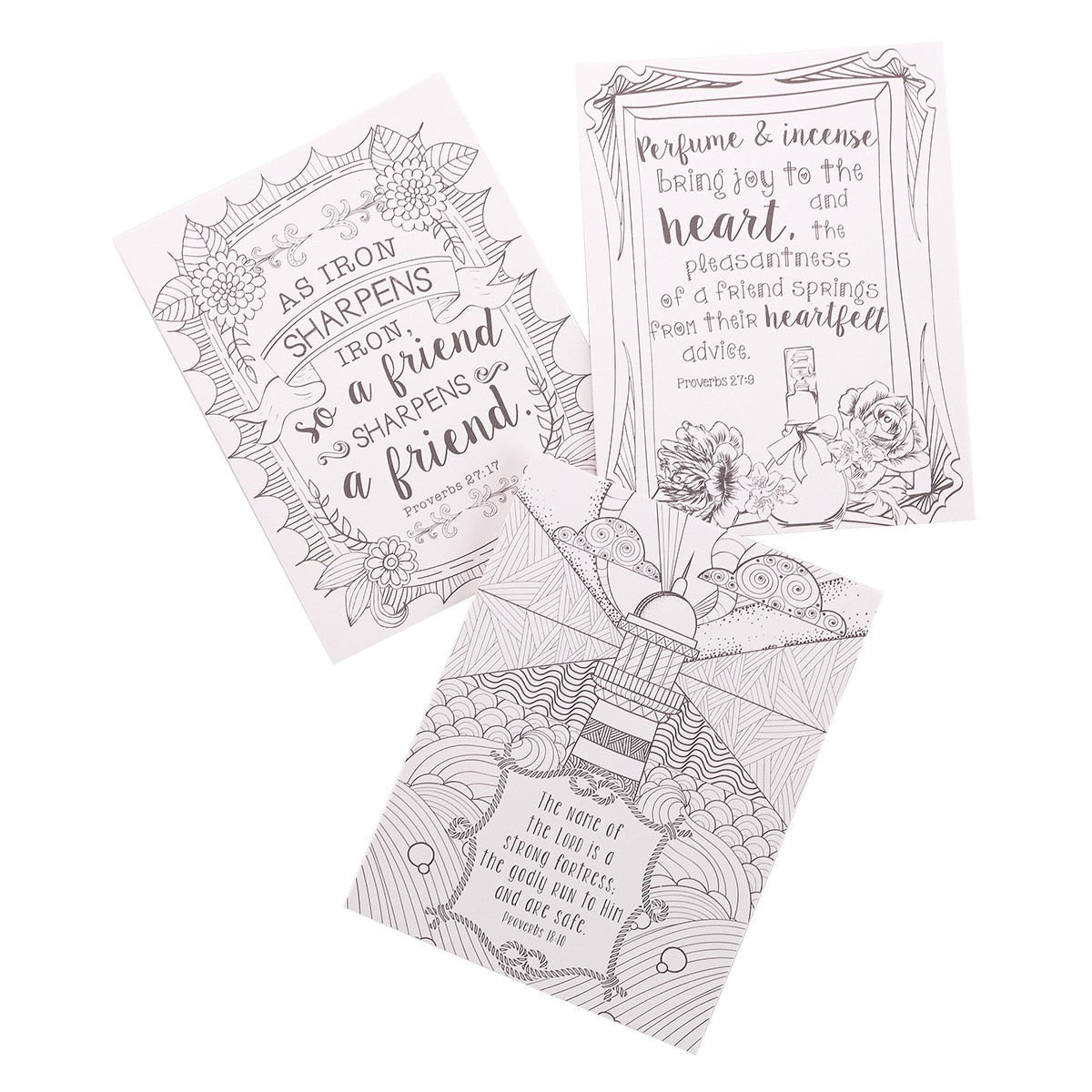 Proverbs in Color Coloring Cards | Scripture Cards | 3