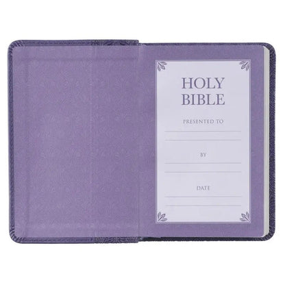 Purple Faux Leather King James Version Mini Pocket Bible - Bibles