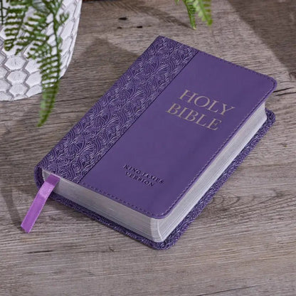 Purple Faux Leather King James Version Mini Pocket Bible - Bibles