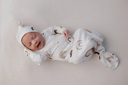 Rainbow Newborn Knotted Baby Gown by Three Little Tots - Girls Onesies