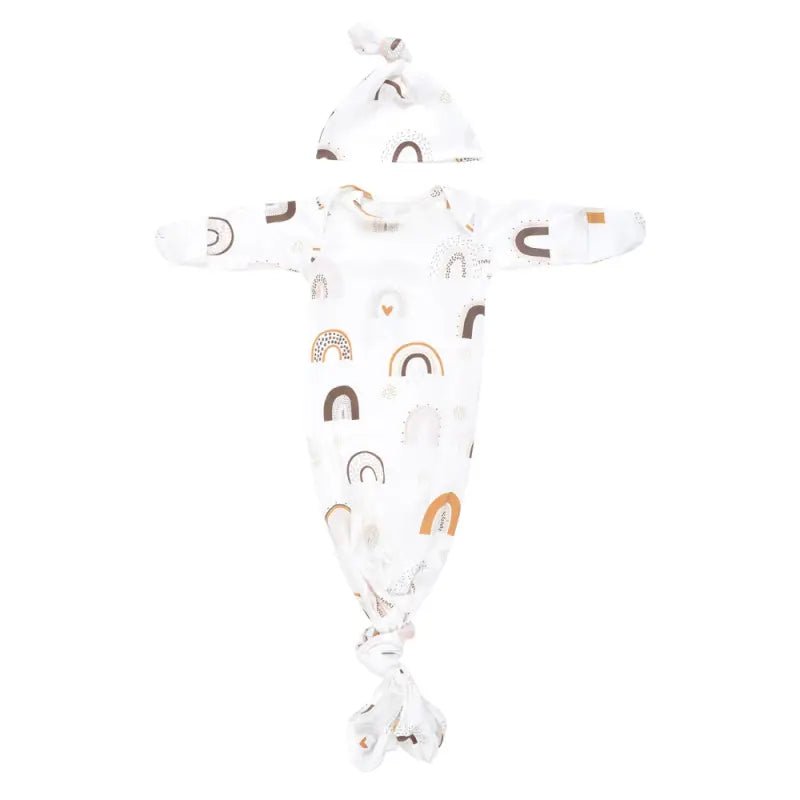 Rainbow Newborn Knotted Baby Gown by Three Little Tots - Girls Onesies