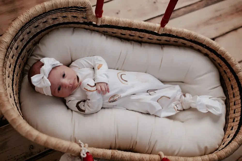 Rainbow Newborn Knotted Baby Gown by Three Little Tots - Girls Onesies