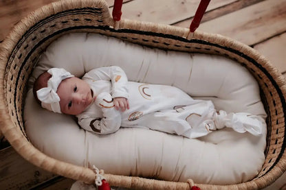 Rainbow Newborn Knotted Baby Gown by Three Little Tots - Girls Onesies