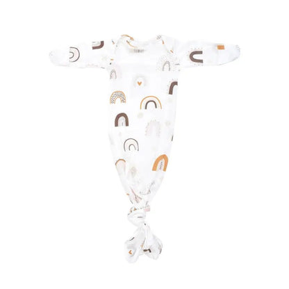 Rainbow Newborn Knotted Baby Gown by Three Little Tots - Girls Onesies