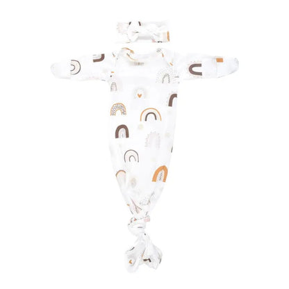 Rainbow Newborn Knotted Baby Gown by Three Little Tots - Girls Onesies