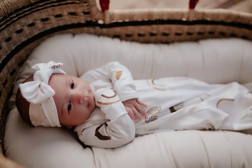 Rainbow Newborn Knotted Baby Gown by Three Little Tots - Girls Onesies