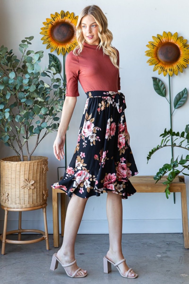 Reborn J Floral Wrap Ruffle Hem Skirt | Skirts | 2