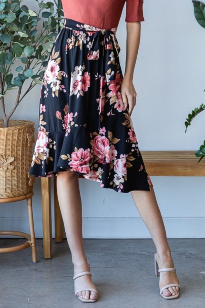 Reborn J Floral Wrap Ruffle Hem Skirt | Skirts | 3