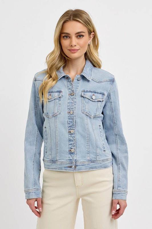 RISEN Light Wash Button - Down Classic Denim Jacket | Jackets | 1