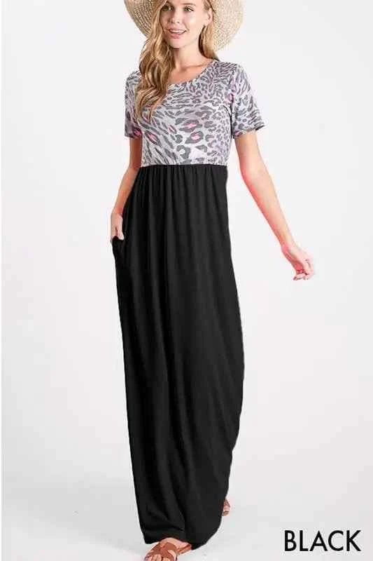 Rosa solid contrast dress with pockets, Casual Comfort