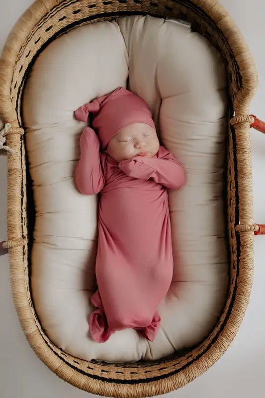 Rose Knotted Newborn Baby Gown by Three Little Tots - Girls Onesies