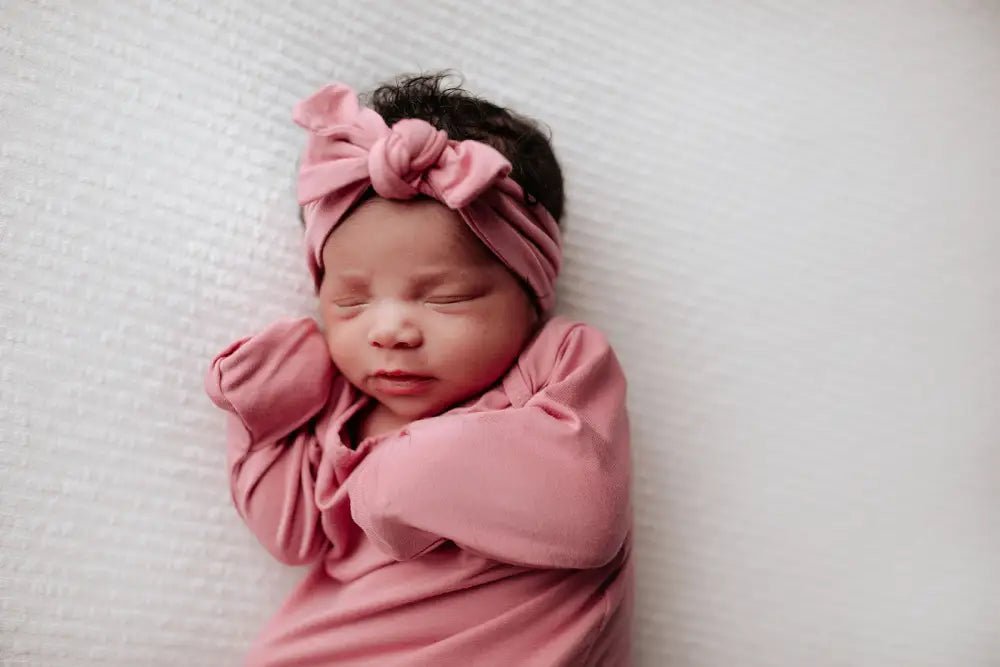 Rose Knotted Newborn Baby Gown by Three Little Tots - Girls Onesies