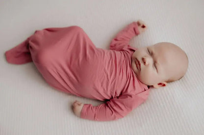 Rose Knotted Newborn Baby Gown by Three Little Tots - Girls Onesies